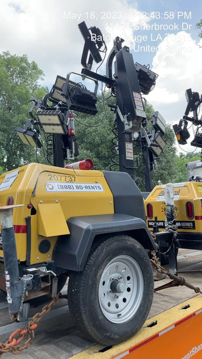 2022 Allmand NLV3GR (4) LED Light Fixture 350W, 23' Vertical Mast, 3kW Prime, Towable, Deep Sea L401, Leveling Jacks, Yanmar T4F 5.8hp