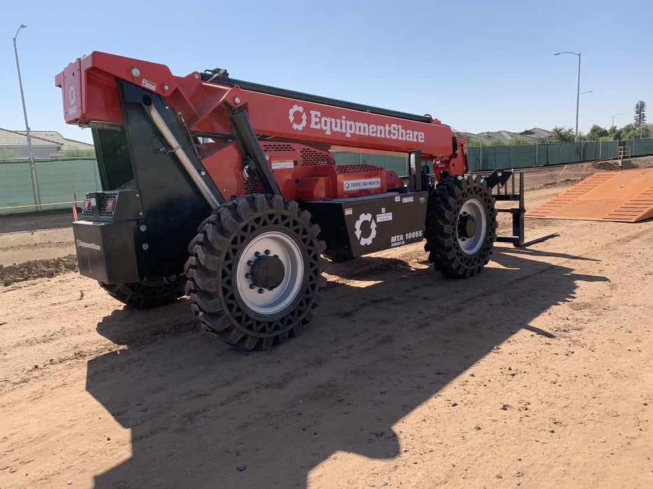 2020 Manitou MTA10055 Cab/Heat/Air, LED Work Lights, Solid Tires, Lift Hook, Beacon, Auxiliary Hydraulics w/66" Carriage and 60" Forks