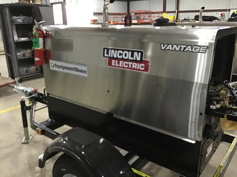 2019 Lincoln Electric Vantage 322 Welder Ready-Pak 3, Two wheel trailer, Fender and Light kit, Cable Rack
