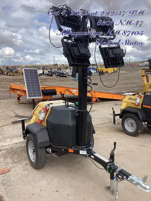 2022 Allmand NLV3GR (4) LED Light Fixture 350W, 23' Vertical Mast, 3kW Prime, Towable, ES Decals, T3