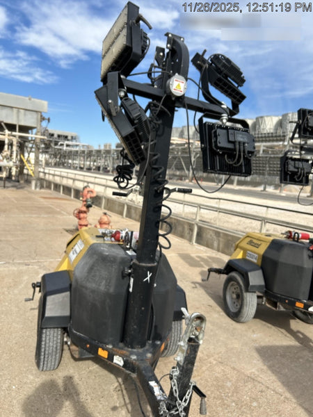 2022 Allmand NLV3GR (4) LED Light Fixture 350W, 23' Vertical Mast, 3kW Prime, Towable, Deep Sea L401, Leveling Jacks, Yanmar T4F 5.8hp