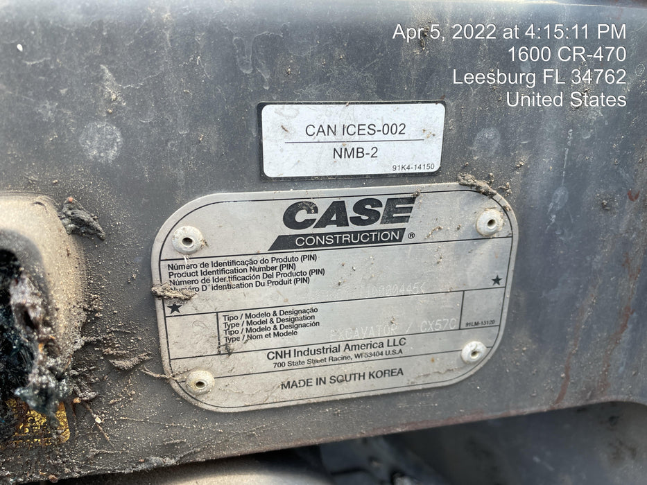 2018 Case CX57C CLOSED CAB A/C, LONG ARM, RUBBER TRACKS, AUX HYD