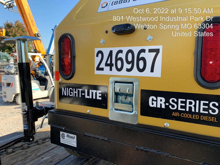 2022 Allmand NLV3GR (4) LED Light Fixture 350W, 23' Vertical Mast, 3kW Prime, Towable, ES Decals, T3