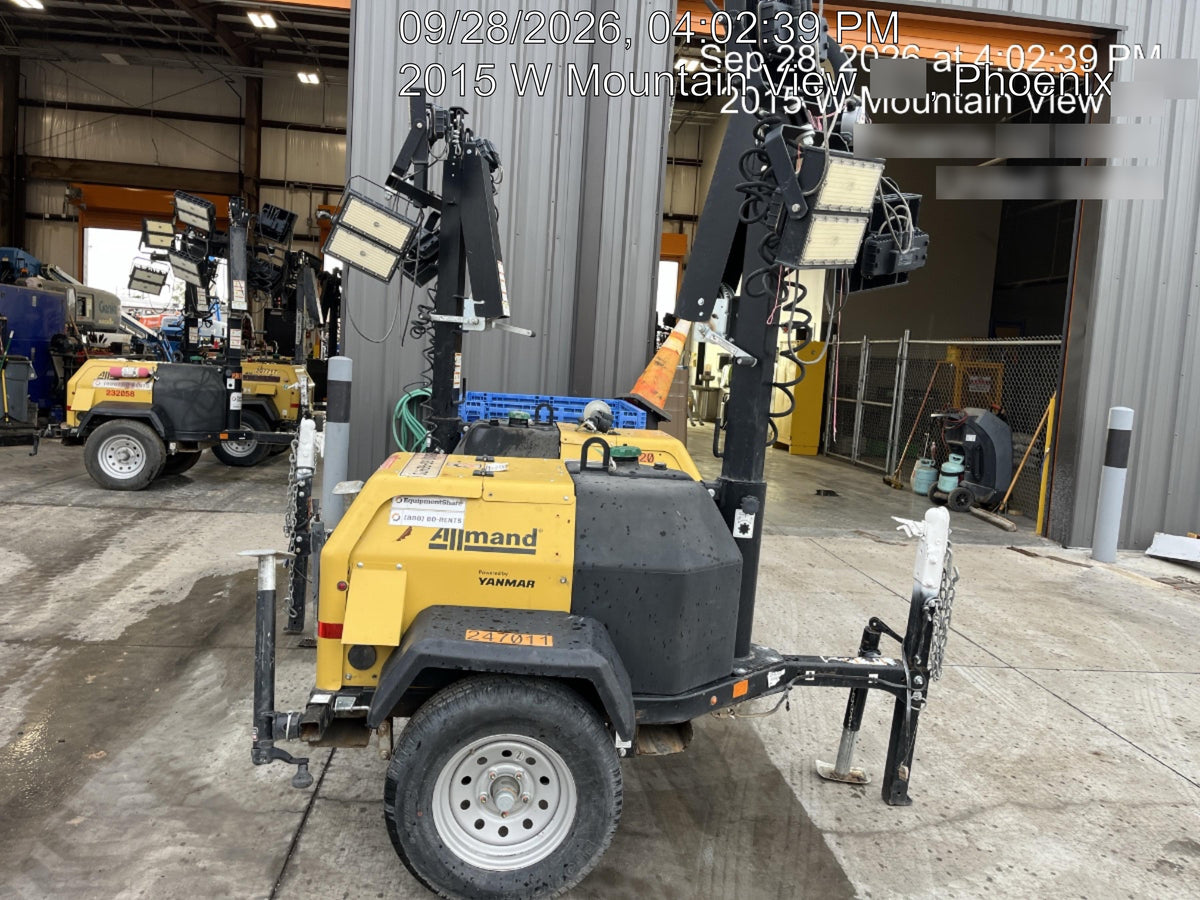 2022 Allmand NLV3GR (4) LED Light Fixture 350W, 23' Vertical Mast, 3kW Prime, Towable, ES Decals, T3