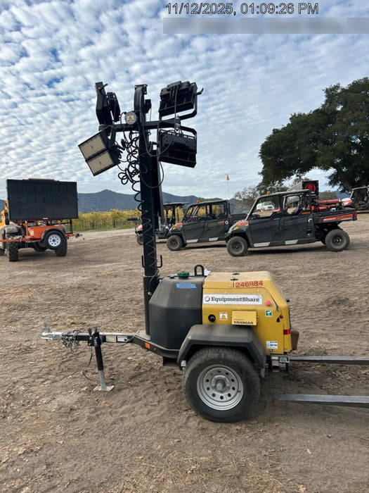 2022 Allmand NLV3GR (4) LED Light Fixture 350W, 23' Vertical Mast, 3kW Prime, Towable, ES Decals, T3