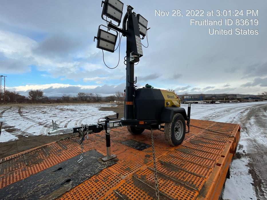 2022 Allmand NLV3GR (4) LED Light Fixture 350W, 23' Vertical Mast, 3kW Prime, Towable, ES Decals, T3