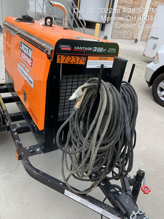 2021 Lincoln Electric Vantage 322 Vantage 322 Ready Pak 3 w/ Decals, ORANGE (includes trailer, cable rack, fender light kit) NO Telematics