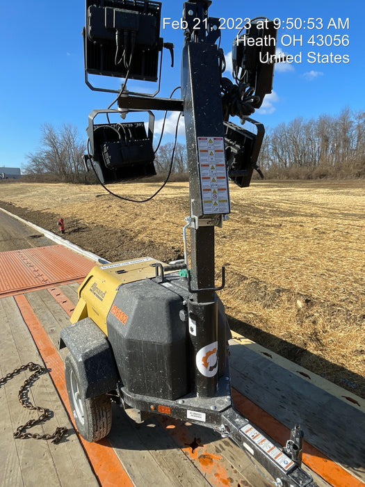 2022 Allmand NLV3GR (4) LED Light Fixture 350W, 23' Vertical Mast, 3kW Prime, Towable, ES Decals, T3