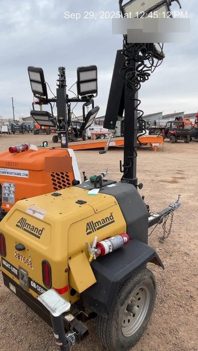 2022 Allmand NLV3GR (4) LED Light Fixture 350W, 23' Vertical Mast, 3kW Prime, Towable, Deep Sea L401, Leveling Jacks, Yanmar T4F 5.8hp