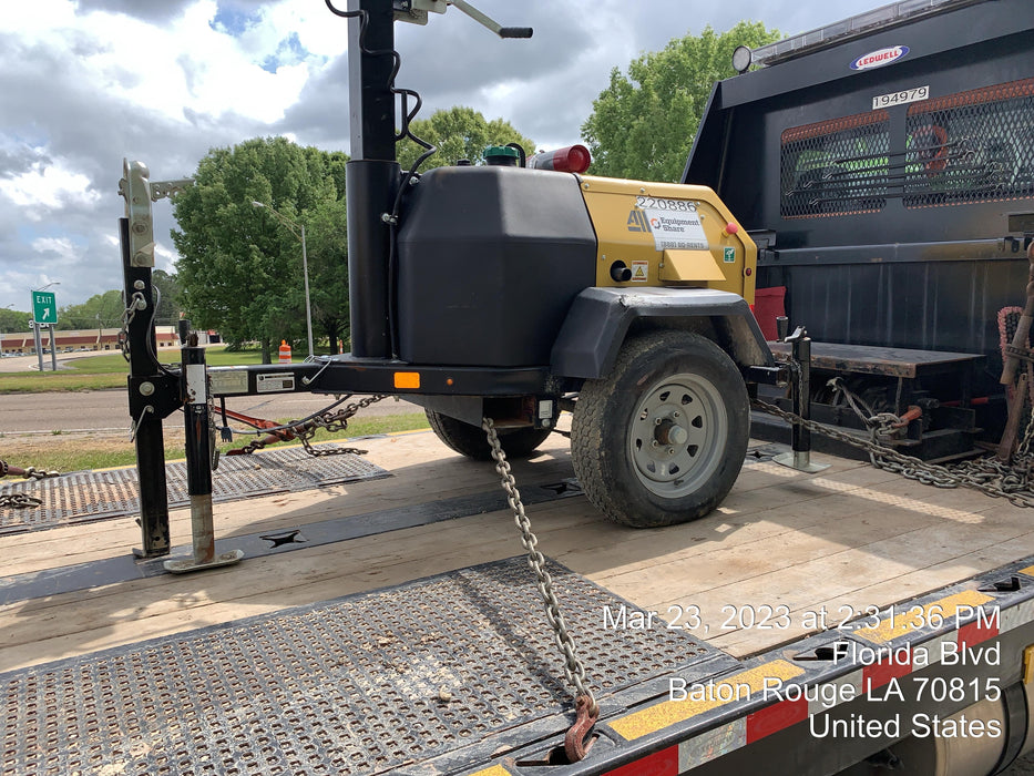 2022 Allmand NLV3GR (4) LED Light Fixture 350W, 23' Vertical Mast, 3kW Prime, Towable, Deep Sea L401, Leveling Jacks, Yanmar T4F 5.8hp