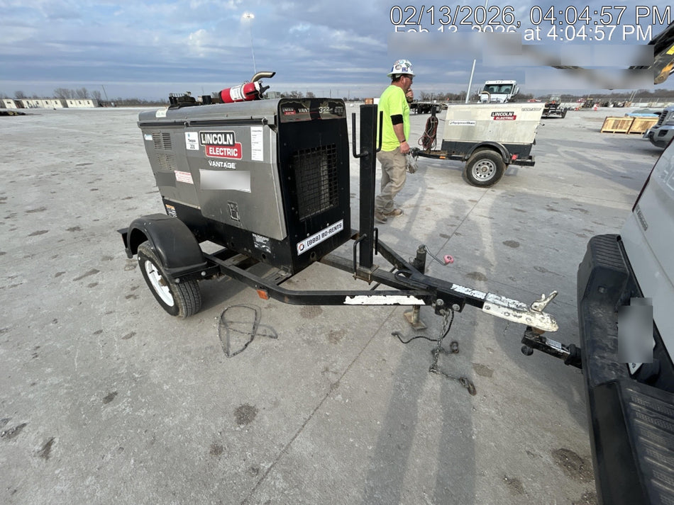 2019 Lincoln Electric Vantage 322 Ready-Pak 3, Two Wheel Trailer, Fender and Light Kit, Cable Rack