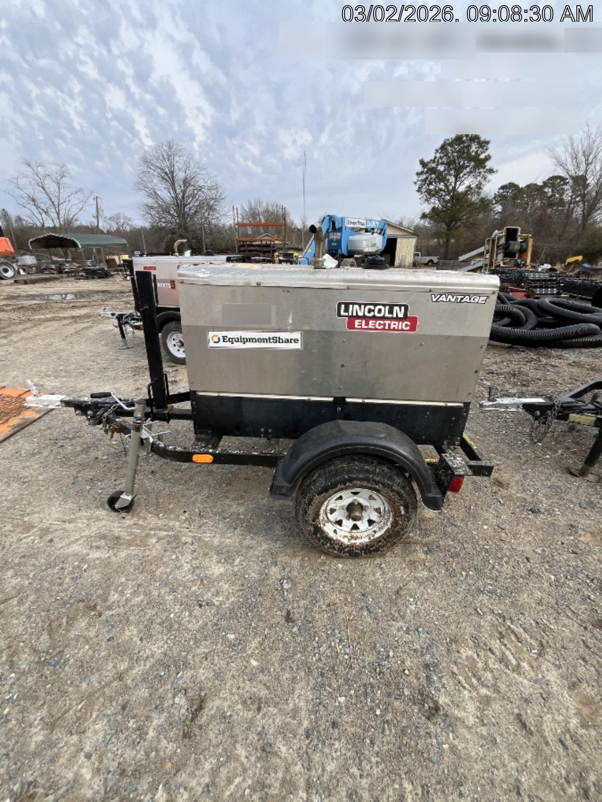 2019 Lincoln Electric Vantage 322 Ready-Pak 3, Two Wheel Trailer, Fender and Light Kit, Cable Rack