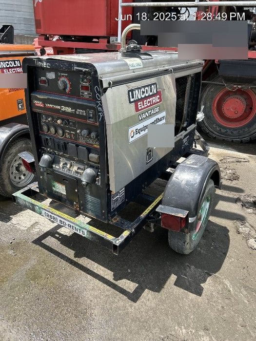 2019 Lincoln Electric Vantage 322 Welder Ready-Pak 3, Two wheel trailer, Fender and Light kit, Cable Rack