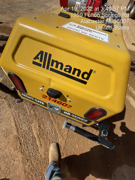 2022 Allmand NLV3GR (4) LED Light Fixture 350W, 23' Vertical Mast, 3kW Prime, Towable, Deep Sea L401, Leveling Jacks, Yanmar T4F 5.8hp