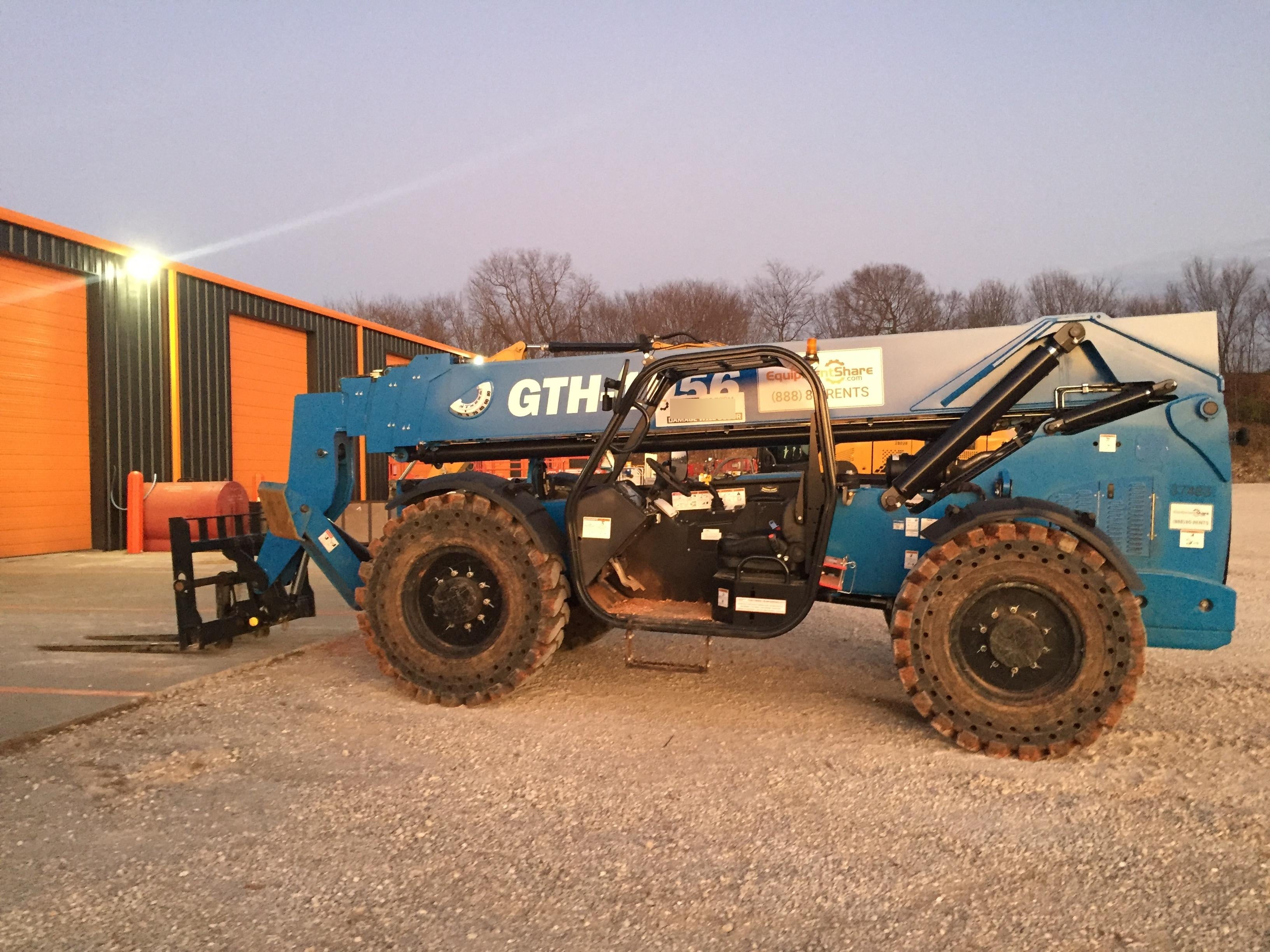2019 Genie GTH-1056 Canopy, Solid RT Tires, LED Work Lights, Beacon 60" QA Carriage, 60" Forks