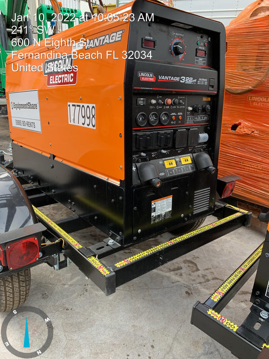 2021 Lincoln Electric Vantage 322 Vantage 322 Ready Pak 3 w/ Decals, ORANGE (includes trailer, cable rack, fender light kit) NO Telematics