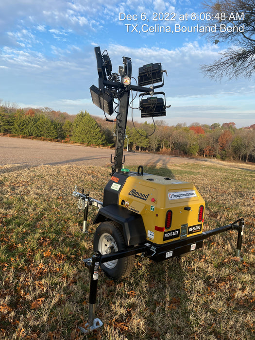 2022 Allmand NLV3GR (4) LED Light Fixture 350W, 23' Vertical Mast, 3kW Prime, Towable, ES Decals, T3