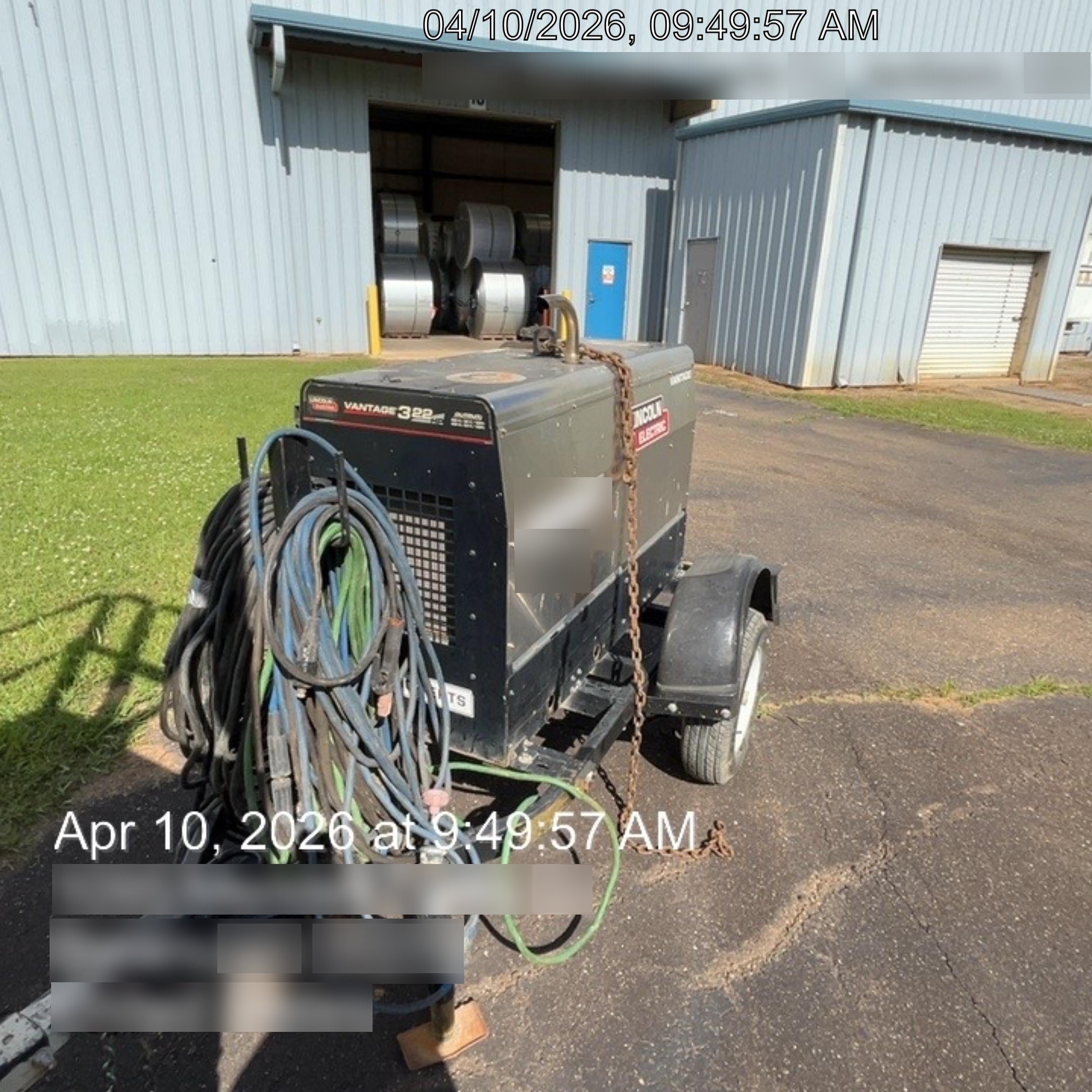 2019 Lincoln Electric Vantage 322 Ready-Pak 3, Two Wheel Trailer, Fender and Light Kit, Cable Rack