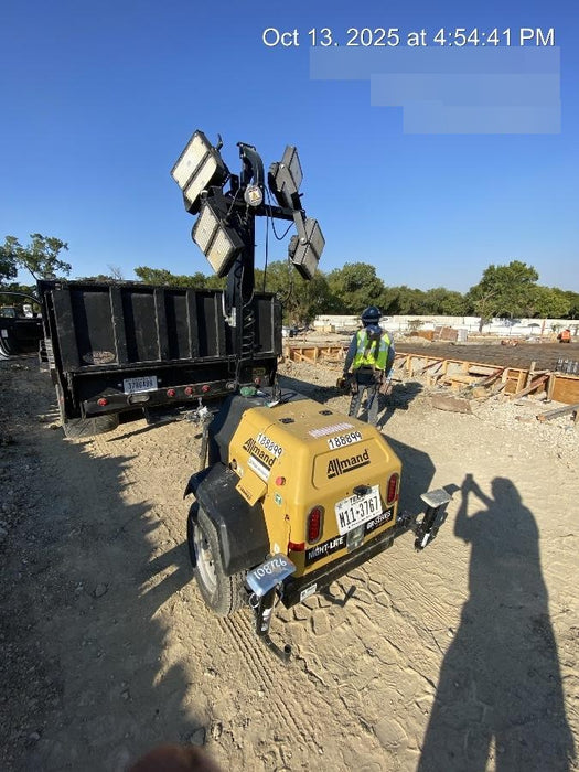 Allmand NLV3GR (4) LED Light Fixture 350W, 23' Vertical Mast, 3kW Prime, Towable, Deep Sea L401, Leveling Jacks, Yanmar T4F 5.8hp