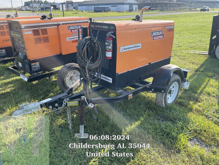 2021 Lincoln Electric Vantage 322 Vantage 322 Ready Pak 3 w/ Decals, ORANGE (includes trailer, cable rack, fender light kit) NO Telematics