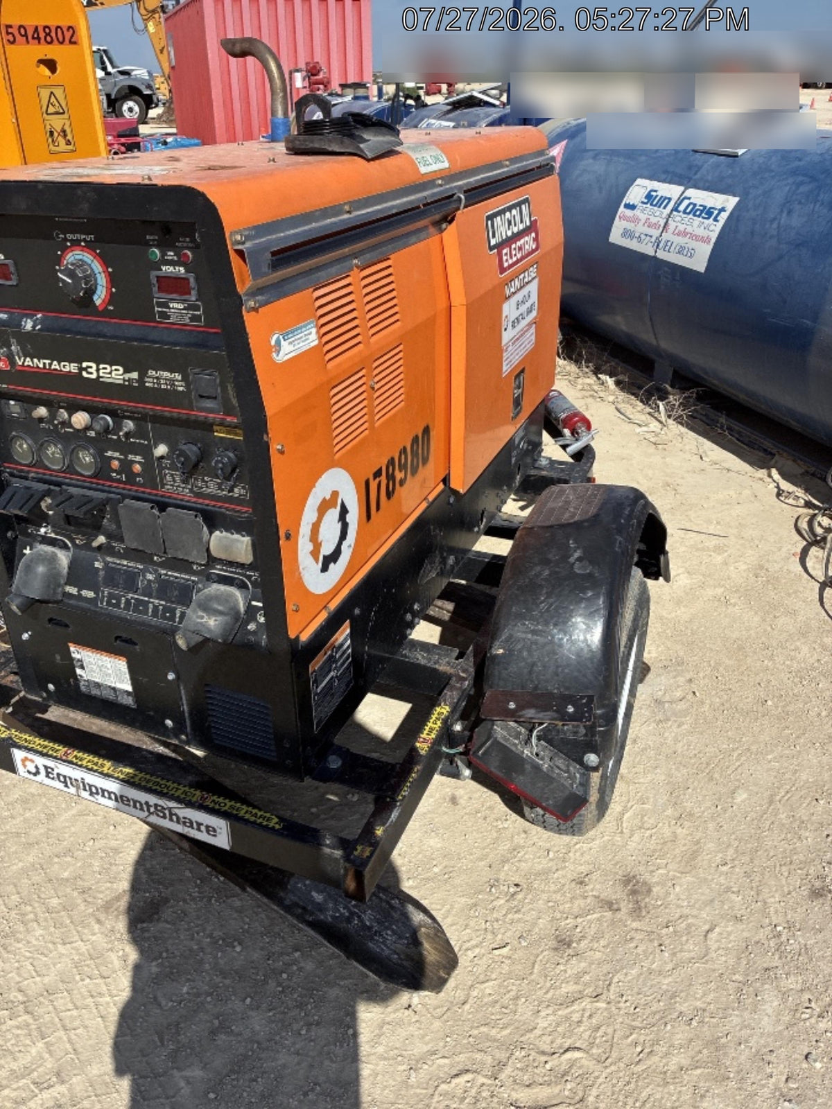 2021 Lincoln Electric Vantage 322 Vantage 322 Ready Pak 3 w/ Decals, ORANGE (includes trailer, cable rack, fender light kit) NO Telematics