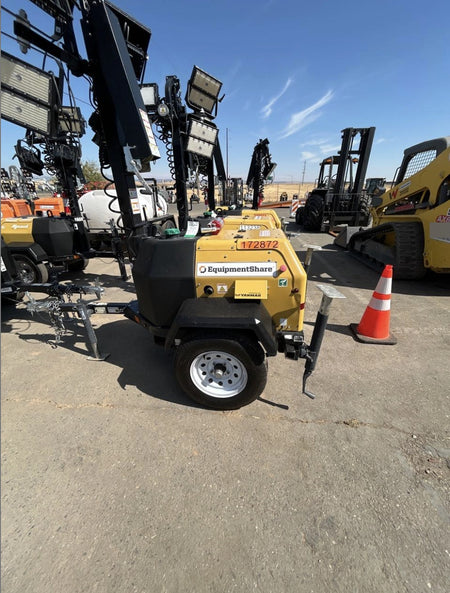 2021 Allmand NLV3GR (4) LED Light Fixture 350W, 23' Vertical Mast, 3kW Prime, Towable, Deep Sea L401, Leveling Jacks, Yanmar T4F 5.8hp