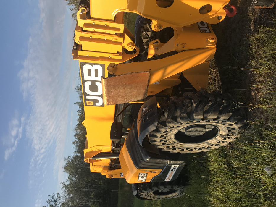 2019 JCB 510-56 Open ROPS, 74 HP, Solid Tires, Worklights, Beacon, Aux Hydraulics, Lifting Eye w/60" Carriage/60" Forks