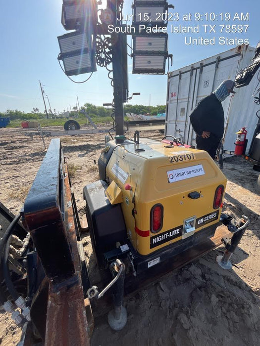 2022 Allmand NLV3GR (4) LED Light Fixture 350W, 23' Vertical Mast, 3kW Prime, Towable, Deep Sea L401, Leveling Jacks, Yanmar T4F 5.8hp