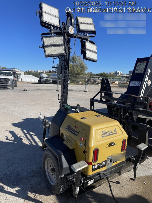 2022 Allmand NLV3GR (4) LED Light Fixture 350W, 23' Vertical Mast, 3kW Prime, Towable, Deep Sea L401, Leveling Jacks, Yanmar T4F 5.8hp