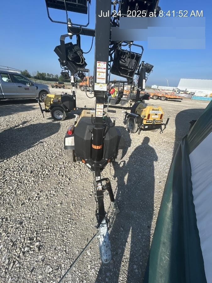 2022 Allmand NLV3GR (4) LED Light Fixture 350W, 23' Vertical Mast, 3kW Prime, Towable, Deep Sea L401, Leveling Jacks, Yanmar T4F 5.8hp