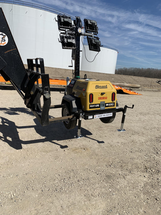 2022 Allmand NLV3GR (4) LED Light Fixture 350W, 23' Vertical Mast, 3kW Prime, Towable, Deep Sea L401, Leveling Jacks, Yanmar T4F 5.8hp