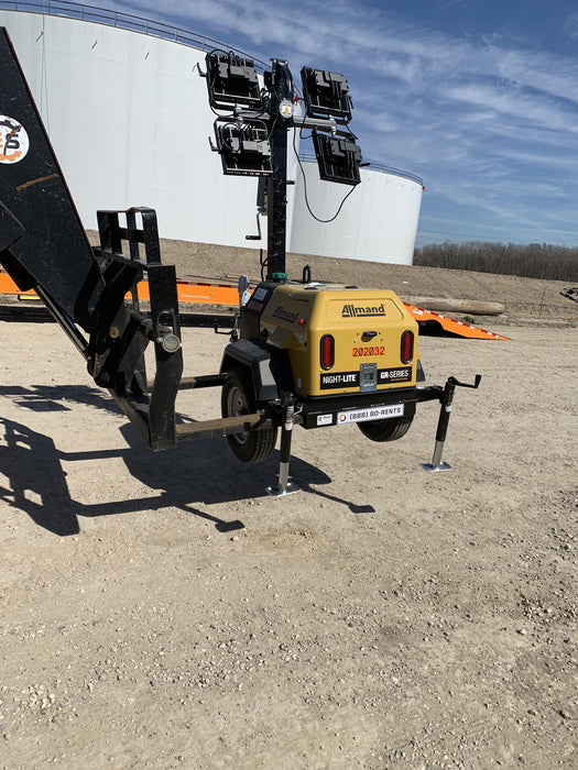 2022 Allmand NLV3GR (4) LED Light Fixture 350W, 23' Vertical Mast, 3kW Prime, Towable, Deep Sea L401, Leveling Jacks, Yanmar T4F 5.8hp