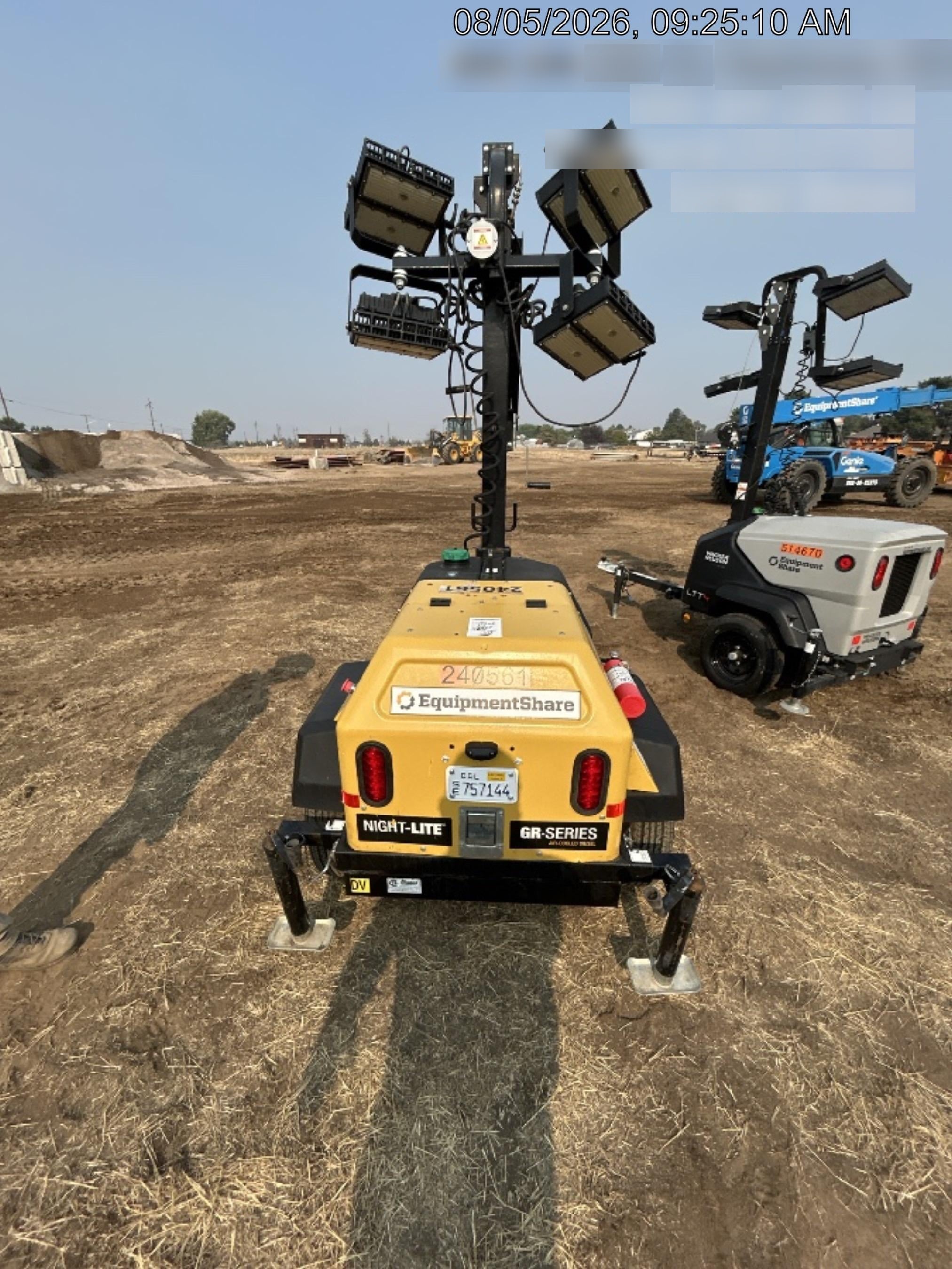 2022 Allmand NLV3GR (4) LED Light Fixture 350W, 23' Vertical Mast, 3kW Prime, Towable, Deep Sea L401, Leveling Jacks, Yanmar T4F 5.8hp