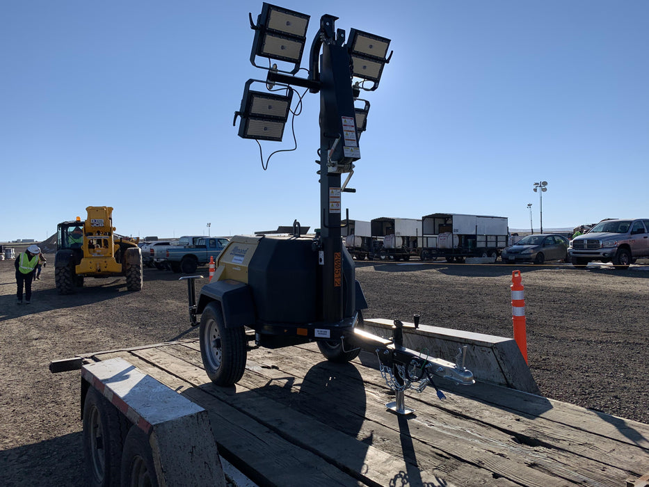 2022 Allmand NLV3GR (4) LED Light Fixture 350W, 23' Vertical Mast, 3kW Prime, Towable, Deep Sea L401, Leveling Jacks, Yanmar T4F 5.8hp