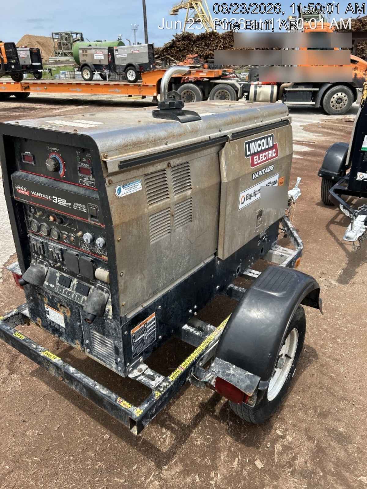 2019 Lincoln Electric Vantage 322 Ready-Pak 3, Two Wheel Trailer, Fender and Light Kit, Cable Rack