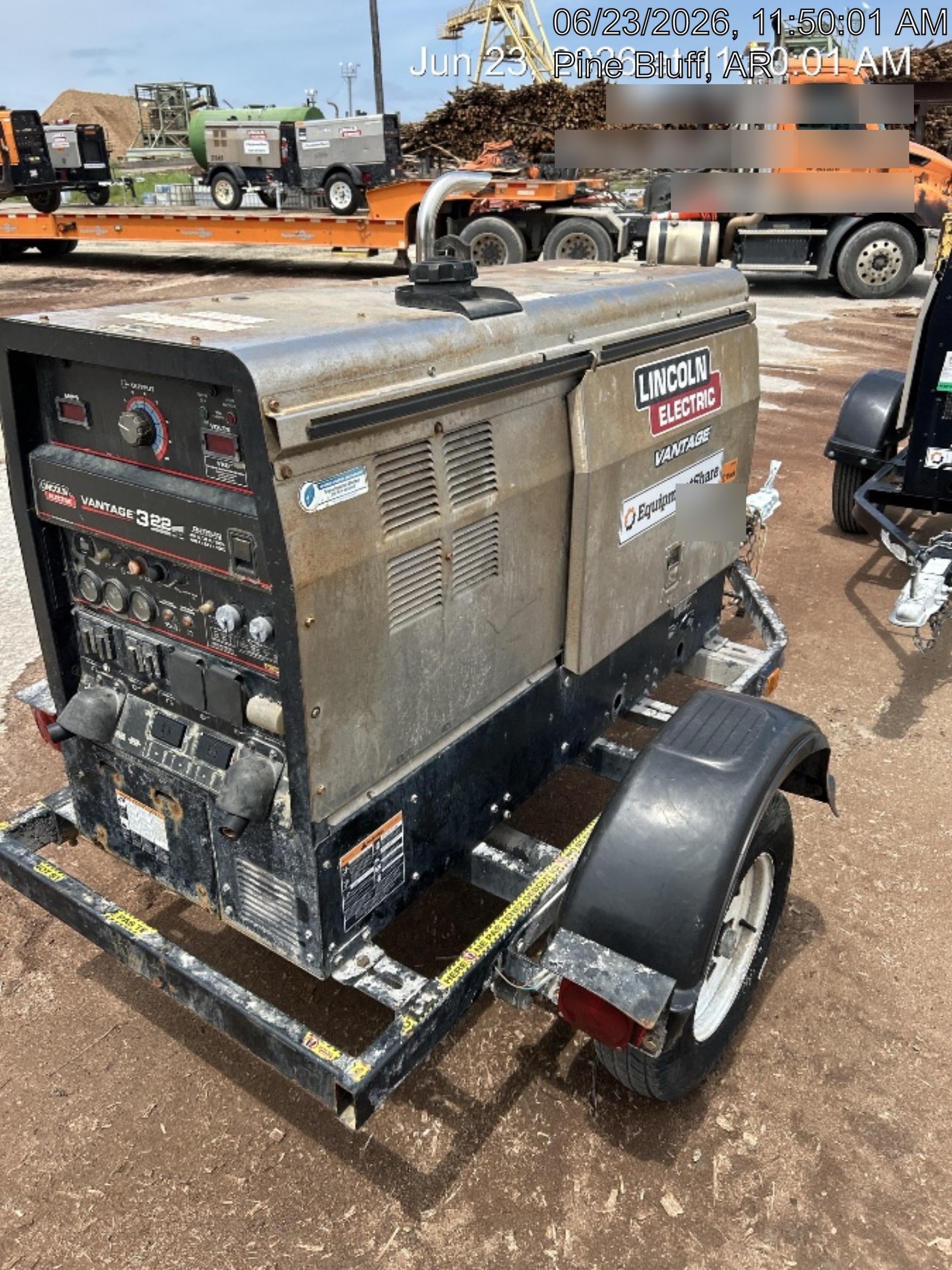 2019 Lincoln Electric Vantage 322 Ready-Pak 3, Two Wheel Trailer, Fender and Light Kit, Cable Rack