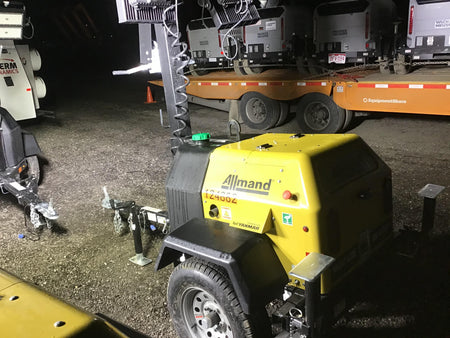 2020 Allmand NLV3GR (4) LED Light Fixture 350W, 23' Vertical Mast, 3kW Prime, Towable, Deep Sea L401, Leveling Jacks, Yanmar T4F 5.8hp