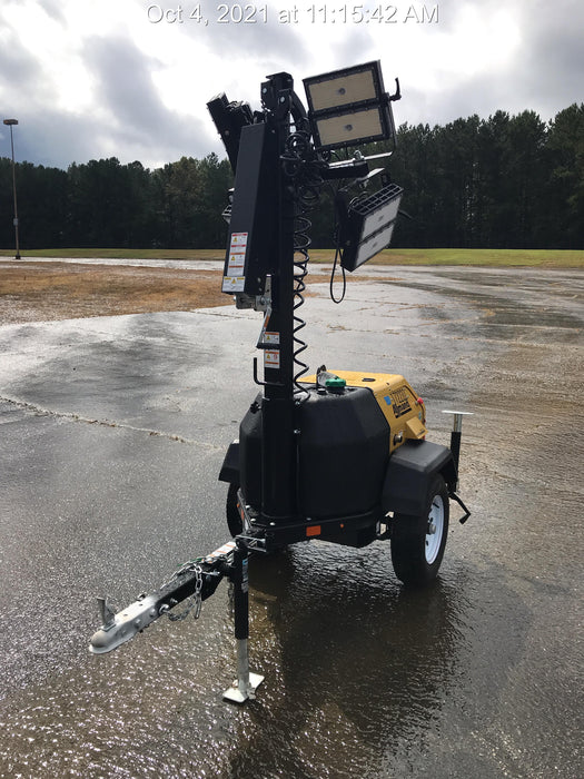 2021 Allmand NLV3GR (4) LED Light Fixture 350W, 23' Vertical Mast, 3kW Prime, Towable, Deep Sea L401, Leveling Jacks, Yanmar T4F 5.8hp