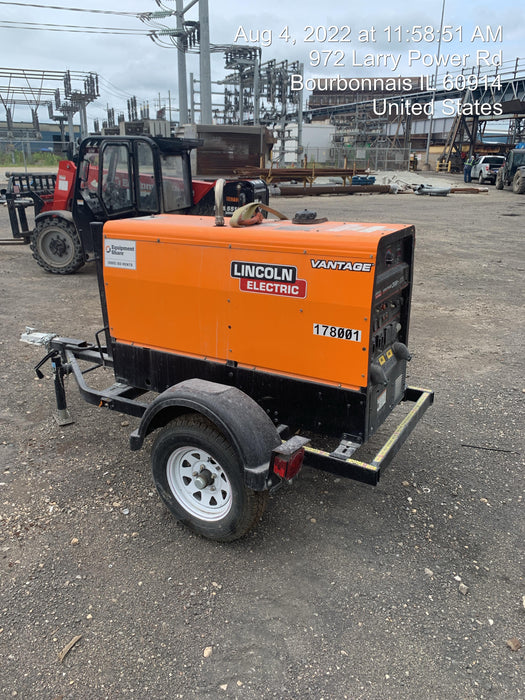 2021 Lincoln Electric Vantage 322 Vantage 322 Ready Pak 3 w/ Decals, ORANGE (includes trailer, cable rack, fender light kit) NO Telematics