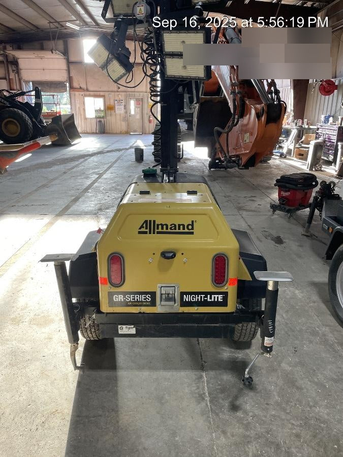 2020 Allmand NLV3GR (4) LED Light Fixture 350W, 23' Vertical Mast, 3kW Prime, Towable, Deep Sea L401, Leveling Jacks, Yanmar T4F 5.8hp