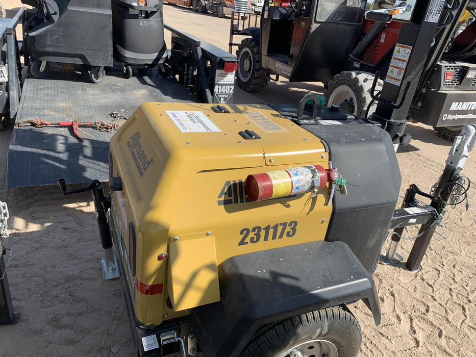 2022 Allmand NLV3GR (4) LED Light Fixture 350W, 23' Vertical Mast, 3kW Prime, Towable, Deep Sea L401, Leveling Jacks, Yanmar T4F 5.8hp