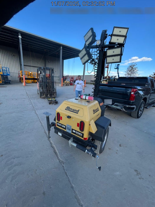 2020 Allmand NLV3GR (4) LED Light Fixture 350W, 23' Vertical Mast, 3kW Prime, Towable, Deep Sea L401, Leveling Jacks, Yanmar T4F 5.8hp