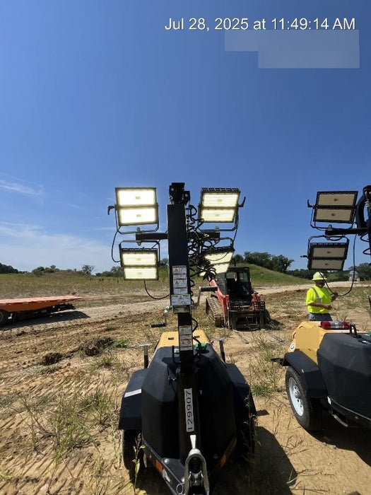 2021 Allmand NLV3GR (4) LED Light Fixture 350W, 23' Vertical Mast, 3kW Prime, Towable, Deep Sea L401, Leveling Jacks, Yanmar T4F 5.8hp