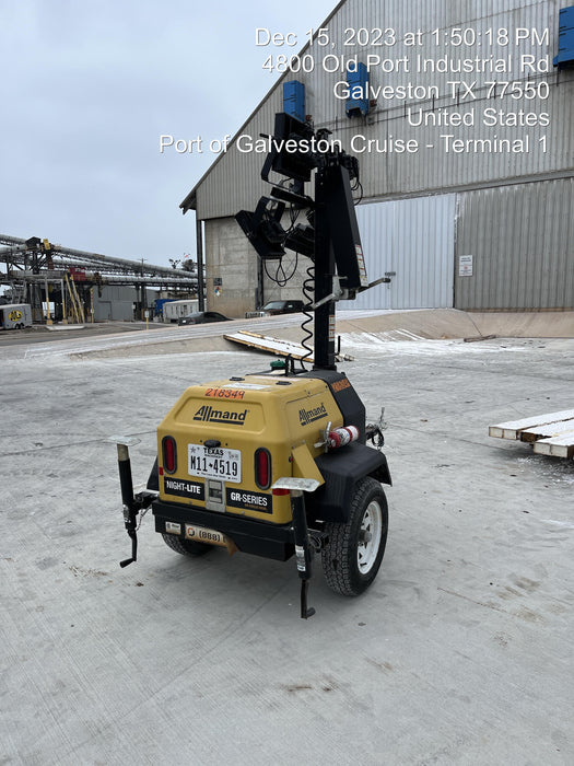 2022 Allmand NLV3GR (4) LED Light Fixture 350W, 23' Vertical Mast, 3kW Prime, Towable, Deep Sea L401, Leveling Jacks, Yanmar T4F 5.8hp