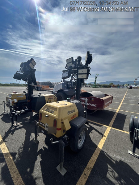 2020 Allmand NLV3GR (4) LED Light Fixture 350W, 23' Vertical Mast, 3kW Prime, Towable, Deep Sea L401, Leveling Jacks, Yanmar T4F 5.8hp