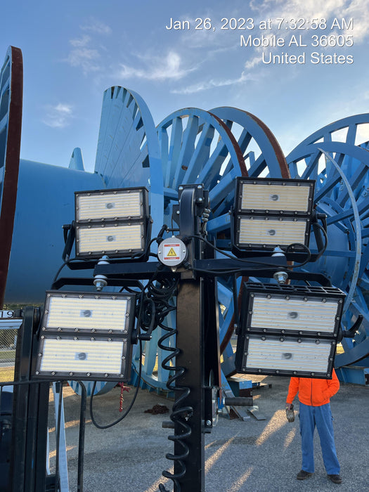 2022 Allmand NLV3GR (4) LED Light Fixture 350W, 23' Vertical Mast, 3kW Prime, Towable, Deep Sea L401, Leveling Jacks, Yanmar T4F 5.8hp