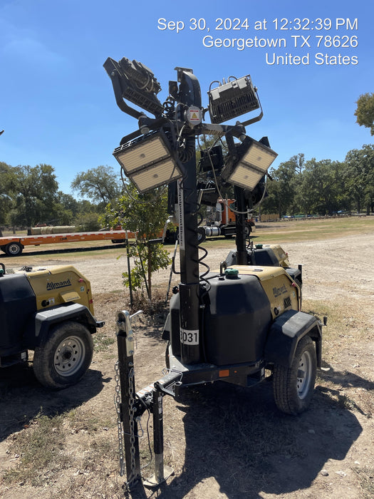 2022 Allmand NLV3GR (4) LED Light Fixture 350W, 23' Vertical Mast, 3kW Prime, Towable, ES Decals, T3