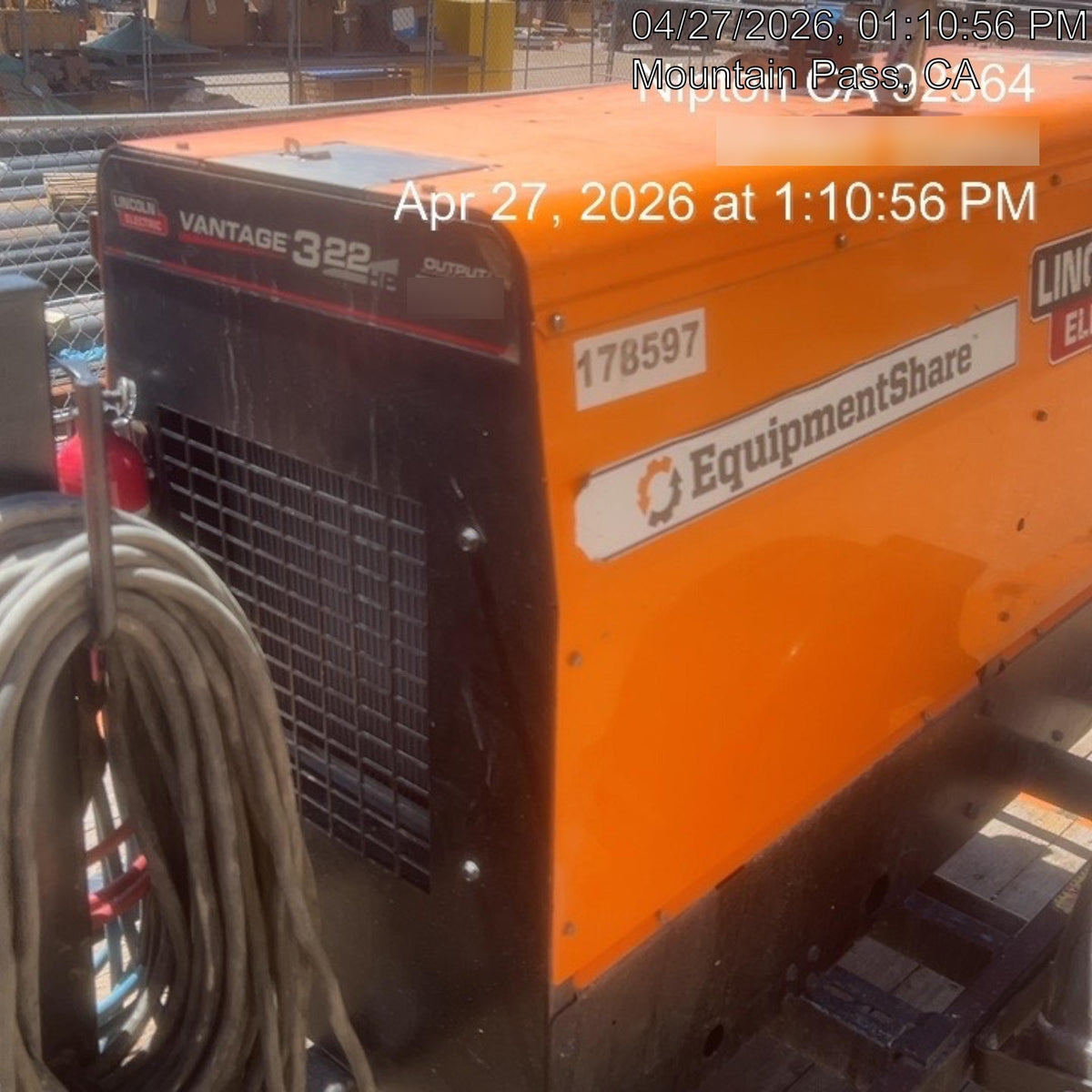 2021 Lincoln Electric Vantage 322 Vantage 322 Ready Pak 3 w/ Decals, ORANGE (includes trailer, cable rack, fender light kit) NO Telematics