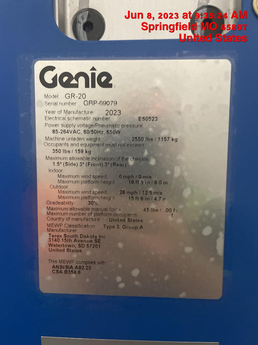 2023 GENIE GR-20
