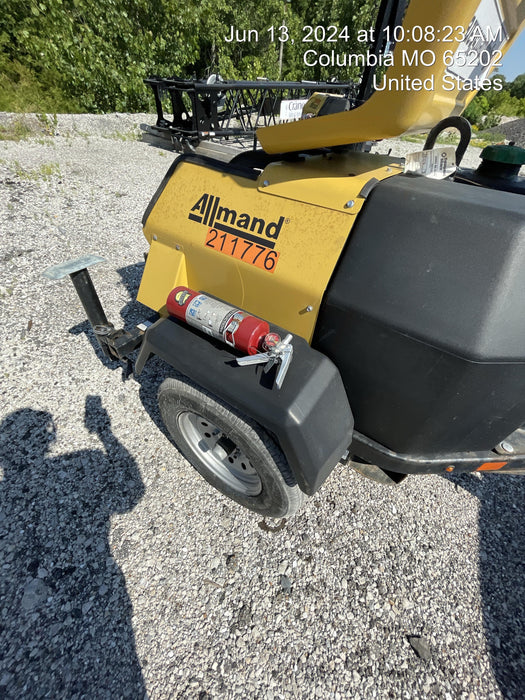 2022 Allmand NLV3GR (4) LED Light Fixture 350W, 23' Vertical Mast, 3kW Prime, Towable, Deep Sea L401, Leveling Jacks, Yanmar T4F 5.8hp